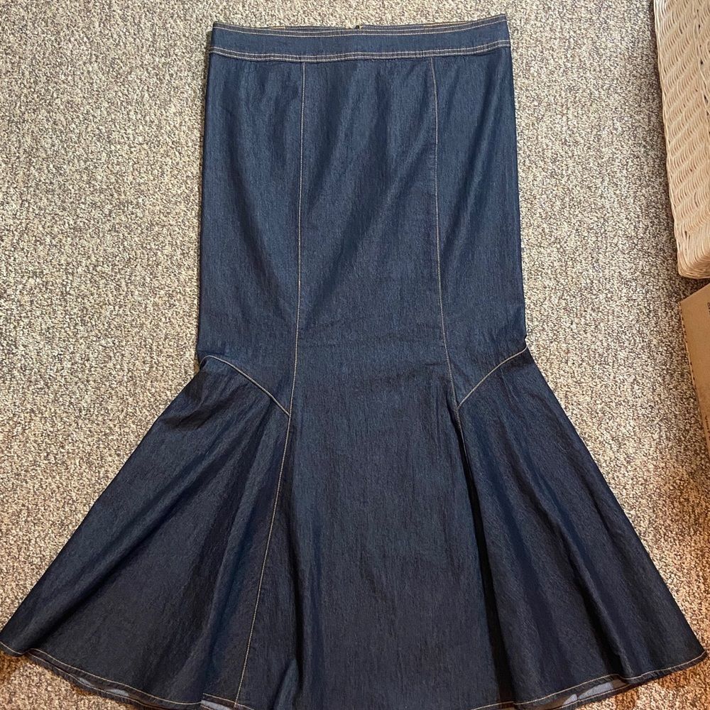 Bisou Bisou Navy Black Women’s Flared A-Line Skirt Size 12 US